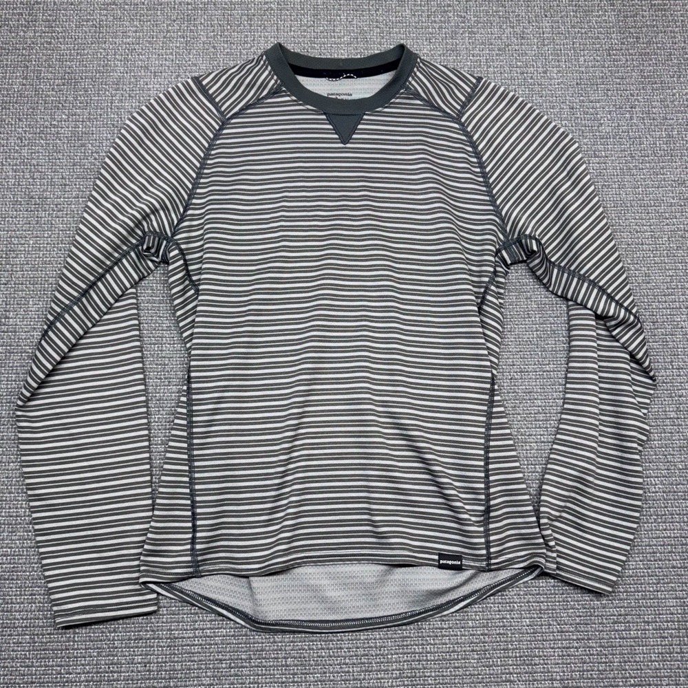 Patagonia Mens Capilene 3 Midweight Polartec Striped Base Layer Top Grey S 44422
